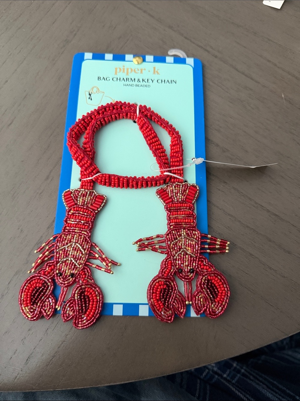Red Beaded Lobster Bag Charm